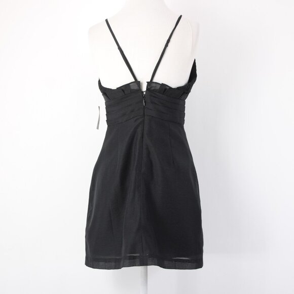 Free People Dress Sz 4 Black Beaded V Neck Lined Cotton Polyester Dress - Picture 9 of 15